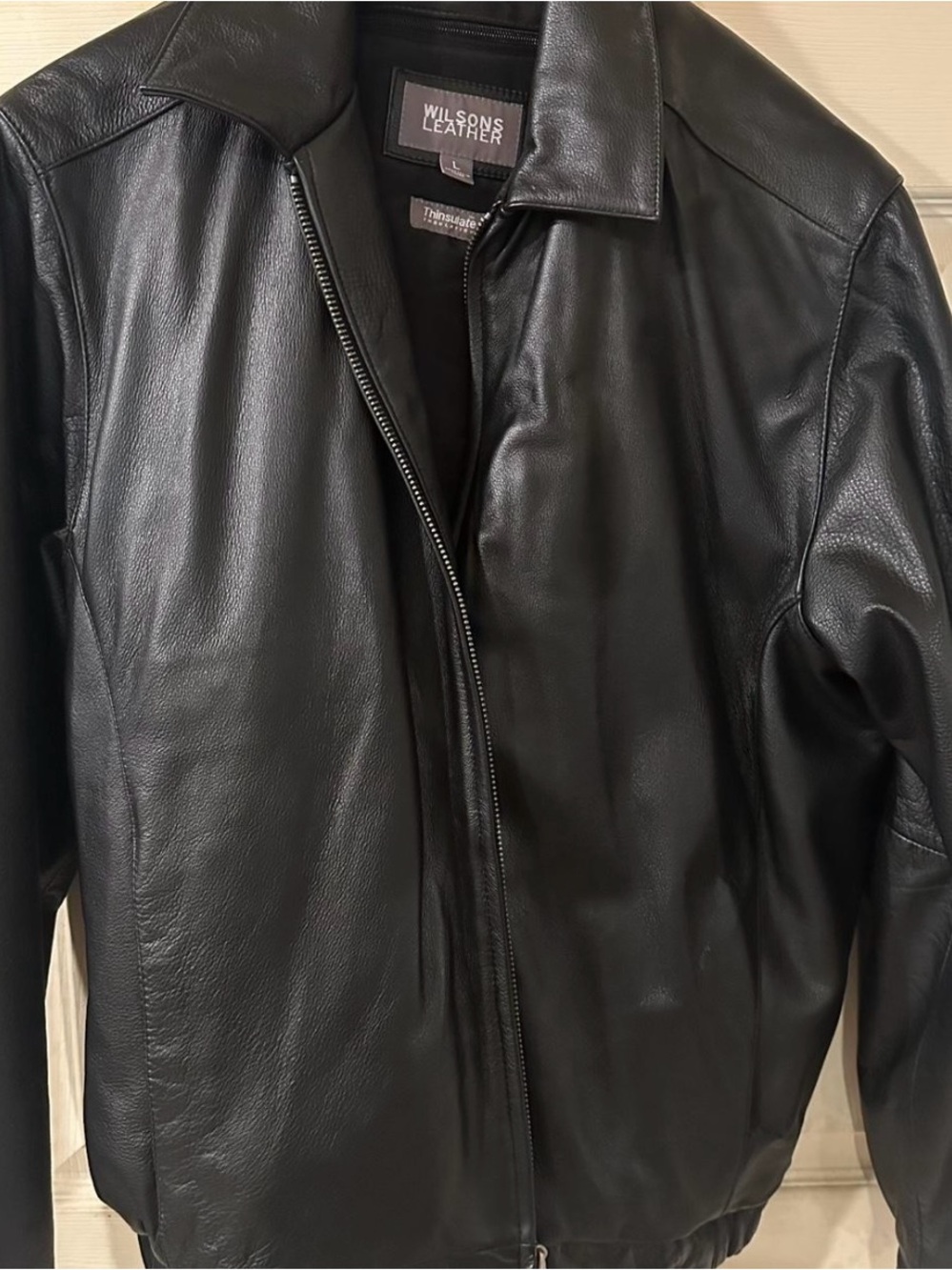 Wilsons Leather Men's Black Leather Bomber Jacket